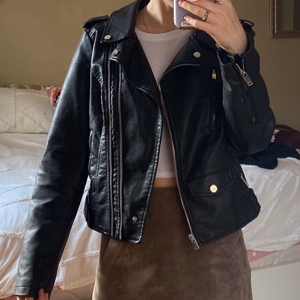 BNCI faux leather moto jacket size medium